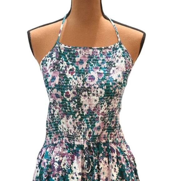 Lost + Wander Floral Print Maxi Dress with Smocking and Halter Ties – Size XL - Picture 2 of 9